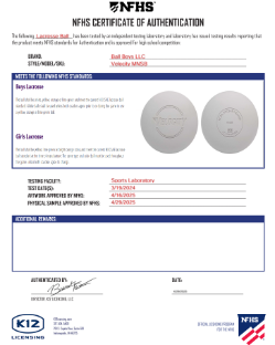 High School Certified Lacrosse Balls - VNHS-W-120